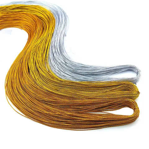 Metallic Polyester Cord Non-Elastic Glossy Gold Silver Ribbon Rope For Gift Wrapping Christmas Hanging Tags Crafting DIY
