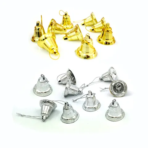 Gold Silber Weihnachtsbaum Kleine Glocken Ornamente Kunststoff Galvanisiert Sternenmuster Hängende Glocken Für Weihnachtsdekorationen