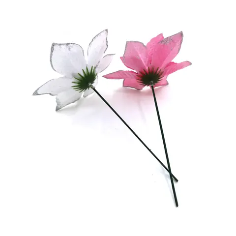 Green Coated Floral Wire Stems And Silver Alligator Clips For DIY Christmas Artificial Flower Making Iron Craft Supplies