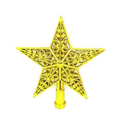 Étoile à Cinq Branches Creuse Cime de Sapin de Noël Finition Métallique Ornement de Fêtes Décoration de Cime Festive