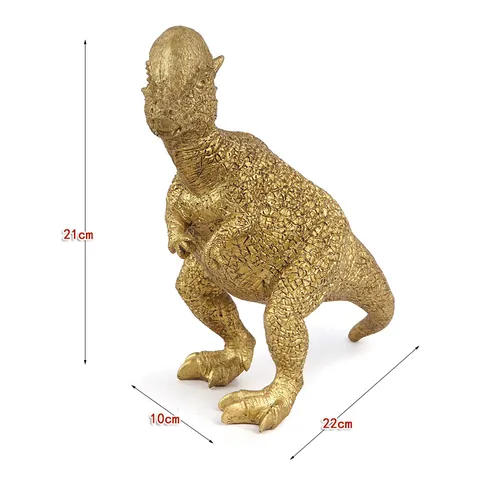 Nordic Creative Metallic Gold Pachycephalosaurus Dinosaur Resin Figurine Succulent Planter Home Office Decor Statue