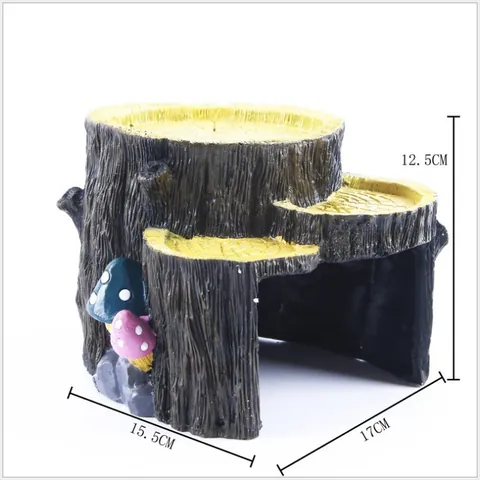 Simulation Baumstumpf Harz Aquarium Ornament Fischbecken Landschaft Dekoration Reptilien Versteckhöhle Mit Pilz Dekorationen