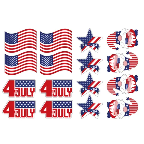 Independence Day Temporary Tattoos For Adults Kids USA American Flag Star Heart Gnome Stickers 4th Of July Party Decorations Favors