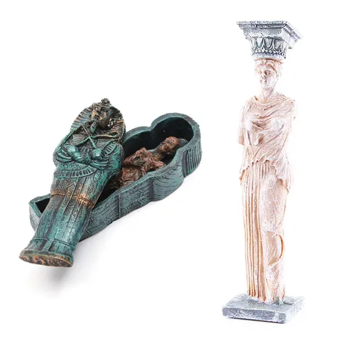 Harz Ägyptischer Mumien Sarkophag Venus Statue Aquarium Dekoration Antike Griechische Skulptur Aquarium Landschaftsgestaltung