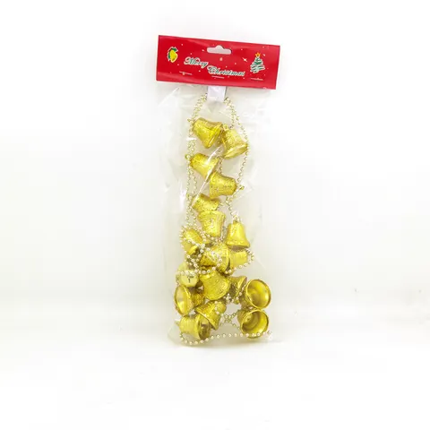 Christmas Bell Chain Garland Plastic Electroplated Beads Bell Ornament For Christmas Tree Hanging Festive Home Party Decor