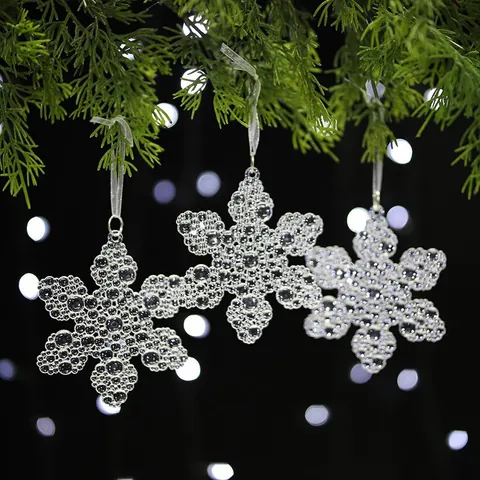 Transparente Acryl Weihnachtsbaumschmuck Schneeflocke Engel Stern Rentier Eiszapfen Anhänger Kristall Effekt Hängende Dekorationen Für Festival Zuhause Party