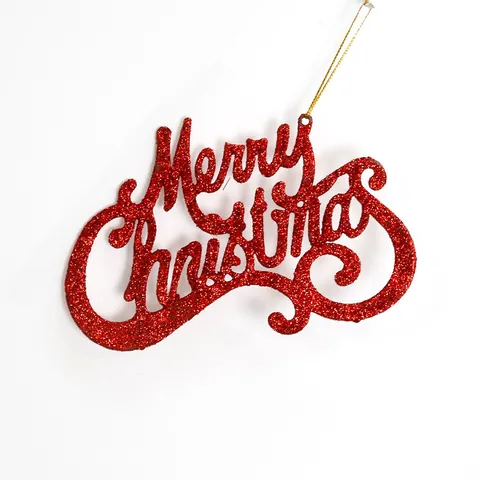 Glitter Merry Christmas Letters Hanging Ornament Plastic Christmas Tree Decoration For Holiday Party Home Decor Gift Tags