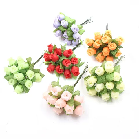 12 Köpfe Künstliche Rose Blumenstrauß Seide Stoff Blume Für Hochzeit DIY Handwerk Granatapfel Blume Haus Party Deko