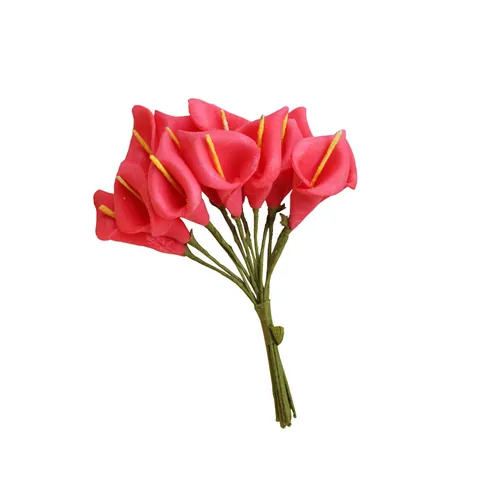 Ramo de Flores de Cala Artificiales Mini de Espuma PE para Bodas Fiesta Caja de Regalo Decoración del Hogar Bricolage Estilo Pastoral Flora Artesanal