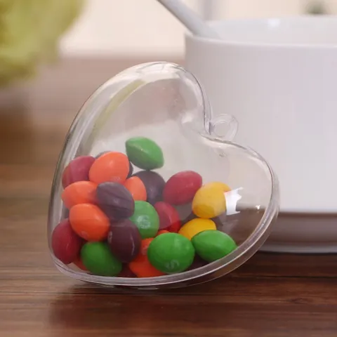 Boîte à Bonbons en Plastique en Forme de Cœur Transparent Saint Valentin Mariage Fête Décoration Emballage Cadeau Clair Ornement Avec Trou de Suspension