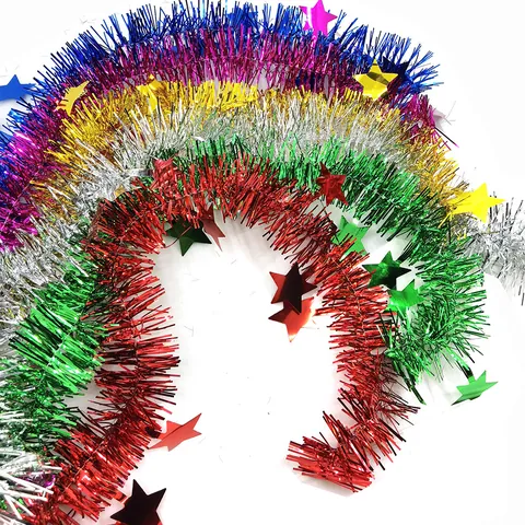 Guirlande de Noël Étoilée Métallique Décoration Suspendue pour Nouvel An Mariage Fête Décoration de Maison Festive