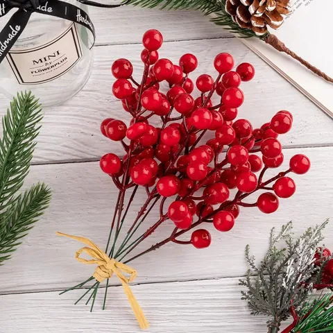 Kerst Kunstmatige Bessenstengels Voor Kerstboom Decoraties Simulatie Rode Witte Gouden Bes Takken DIY Krans Slinger Ambachten Vakantie Huis Decor