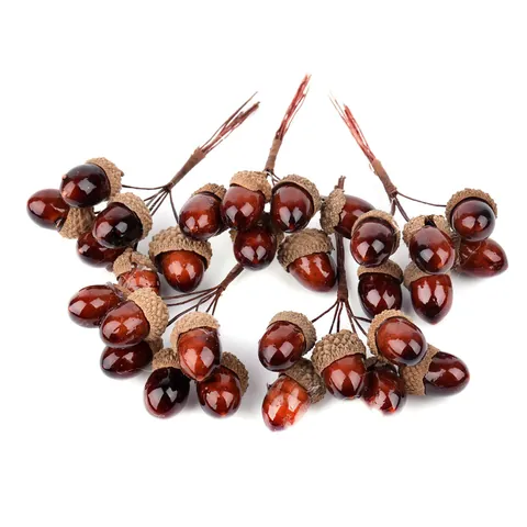 Künstliche Eichel Kiefernnuss Beeren Strauß Schaumstoff Material Glänzendes Finish Für Weihnachten DIY Haus Dekoration Fotografie Requisiten