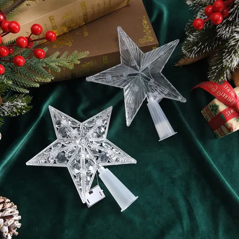 LED Weihnachtsbaumspitze Stern Licht Hohl Pentagramm Lampe Warmweiß Mehrfarbig Für Weihnachtsbaum Deko Feiertag Geschenke