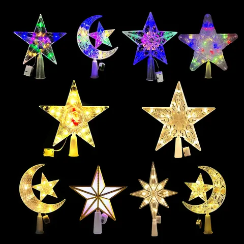 LED Weihnachtsbaumspitze Stern Licht Hohl Pentagramm Lampe Warmweiß Mehrfarbig Für Weihnachtsbaum Deko Feiertag Geschenke