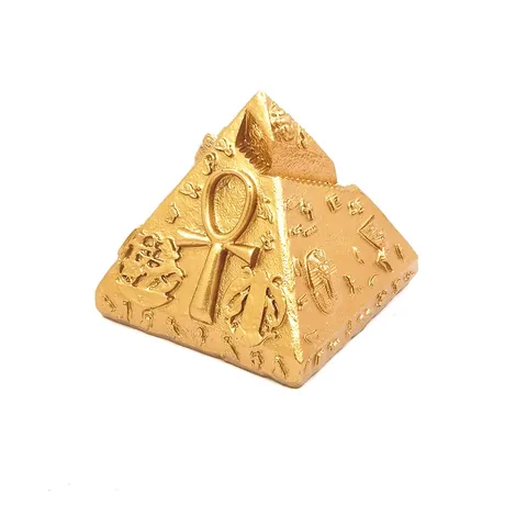 Ancient Egyptian Golden Pyramid Figurine With Pharaoh Sphinx Relief Resin Statue For Home Office Desk Decor Souvenir Gift