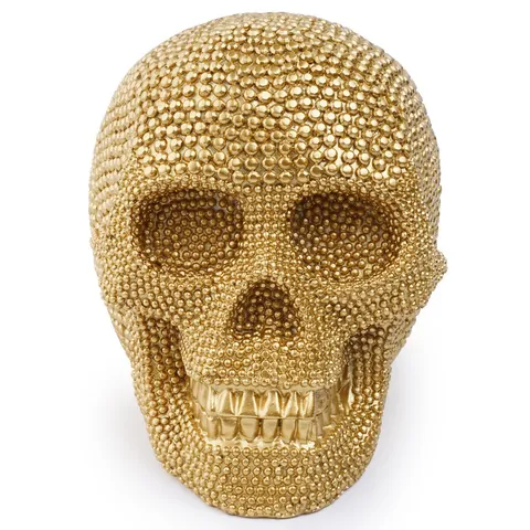 Luxury Golden Resin Skull Mask Rhinestone Inlaid Halloween Party Decoration Horror Ghost Headpiece Masquerade Ball Props