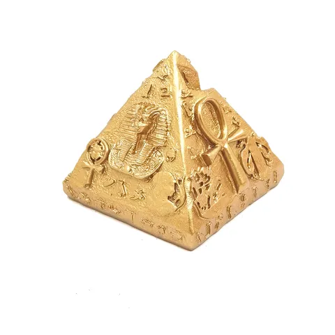 Ancient Egyptian Golden Pyramid Figurine With Pharaoh Sphinx Relief Resin Statue For Home Office Desk Decor Souvenir Gift