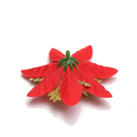 Glitter Christmas Poinsettia Artificial Flowers Christmas Tree Ornaments For Home Wedding Party Decor Christmas Floral Gifts