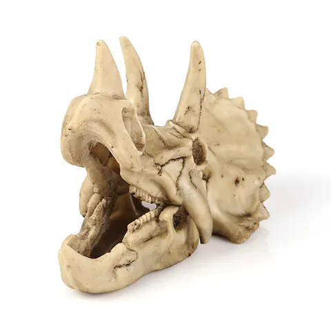 Ornamento de Resina de Esqueleto de Cráneo de Dinosaurio Triceratops Realista Muestra de Fósil Decoración para Acuario Halloween Paisajismo Hogar