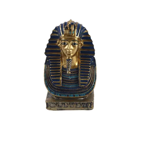 Ancient Egyptian Tutankhamun Pharaoh Bust Statue Resin Hand Painted King Tut Sculpture Home Decor Antique Ornament