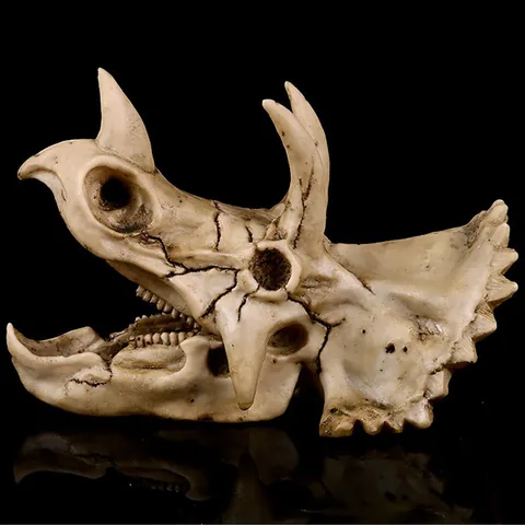Ornamento de Resina de Esqueleto de Cráneo de Dinosaurio Triceratops Realista Muestra de Fósil Decoración para Acuario Halloween Paisajismo Hogar
