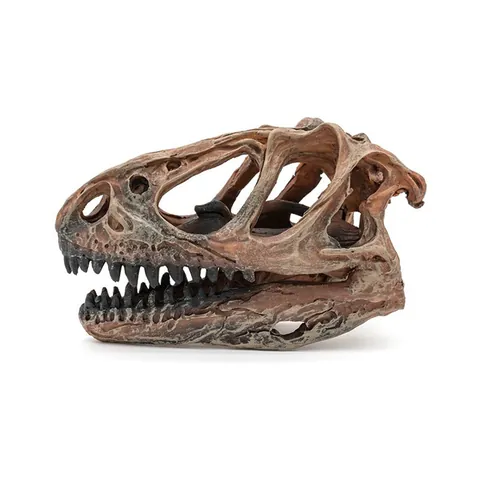Vintage Resin T-Rex Skull Fossil Figurine Realistic Dinosaur Skeleton Model For Home Office Decor Halloween Desktop Ornament