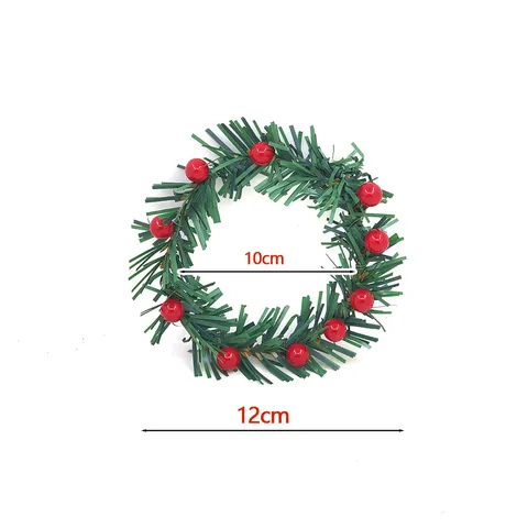 Guirnalda de Navidad Artificial Bayas Rojas Anillo de Vela Servilletero Guirnalda de Plástico PVC Decoración de Mesa Festiva