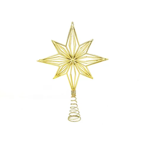 Christmas Tree Topper Star Golden Electroplated Plastic Star Decor For Holiday Ornaments With Spiral Spring Base Home Party Festive Supplies