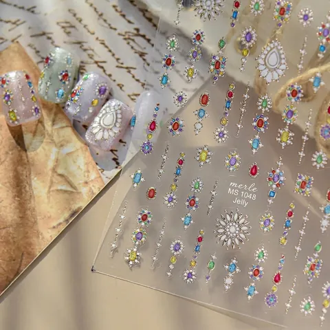 3D Jelly Gemstone Nail Stickers Embossed Colored Jewelry Design Nail Art Decals For Women DIY Manicure Daily Party Decor