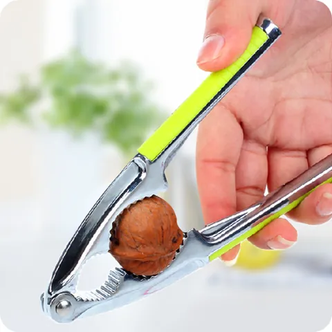 Multifunctional Metal Nut Cracker Tool Walnut Pliers Pecan Sheller With Green Anti Slip Handle Kitchen Gadget