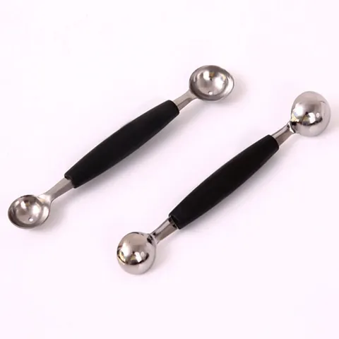 Stainless Steel Melon Baller Double Head Fruit Carving Scoop Ice Cream Spoon Kitchen Gadget Fruit Platter Tool
