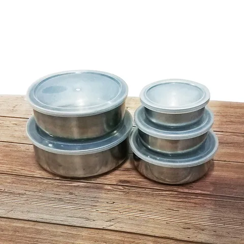 Ensemble de Bol de Conservation Rond en Acier Inoxydable Avec Couvercles Conteneurs de Stockage