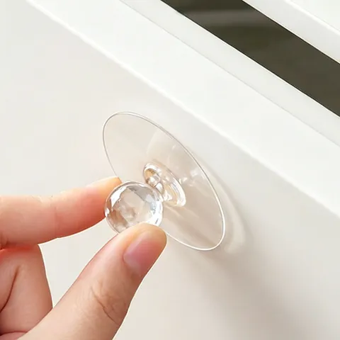 Poignées de Meuble en Plastique Transparent Auto-Adhésif Rond Sans Perçage