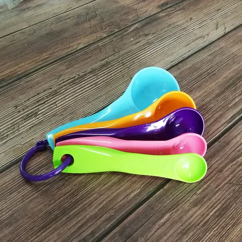 Colorful Plastic Measuring Spoons Baking Tools Kitchen Gadgets With Scale For Cooking Coffee Milk Powder