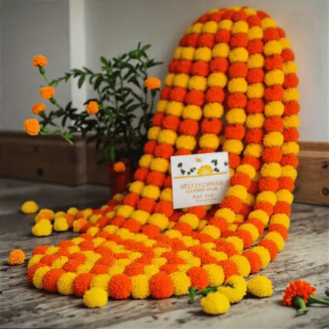 Artificial Marigold Flower Garland For Mexican Day Of The Dead Halloween Indian Wedding Party Floral String Home Decor Ornaments