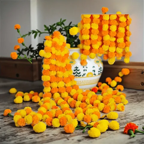 Artificial Marigold Flower Garland For Mexican Day Of The Dead Halloween Indian Wedding Party Floral String Home Decor Ornaments