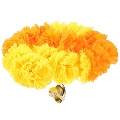 Guirnalda de Flores Artificiales de Cempasúchil para Diwali Día De Los Muertos Halloween Boda Fiesta Decoración Naranja Amarillo Flores de Tela