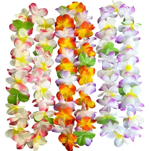 Hawaiian Leis Colorful Flower Garland Necklace For Luau Party Tropical Beach Theme Decorations Graduation Wedding Party Accessories