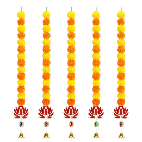 Artificial Marigold Flower Garland Lotus Bell Decoration For Day Of The Dead Dia De Los Muertos Mexican Party Home Decor