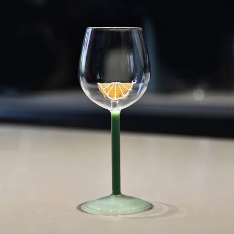 Creative Lemon Fruit Inlaid High Borosilicate Glass Wine Cup Handmade 3D Fruit Goblet For Home Party Wedding Barware Gift