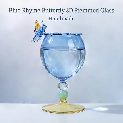 Creative 3D Butterfly Wine Glass Goblet High Borosilicate Glass Champagne Cup Blue Gradient Drinkingware For Wedding Party Home