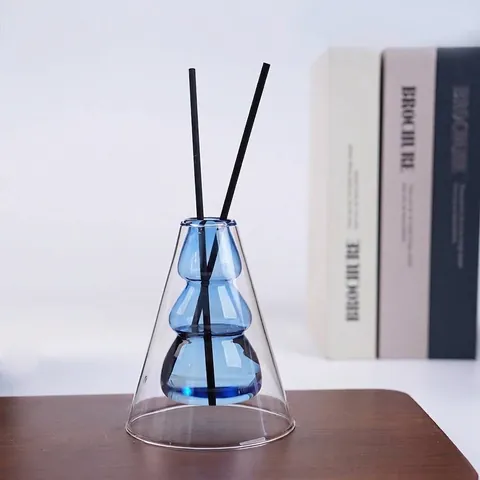 Modern Double Layer Glass Aromatherapy Bottle Tower Shape High Borosilicate Glass Vase For Hydroponic Plant Home Decor