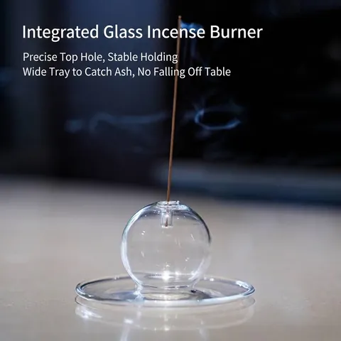 Wierookhouder Van Glas In Zen-Chinese Stijl Met Asbak Minimalistische Heldere Glazen Wierookbrander Voor Huis Kantoor Decoratie