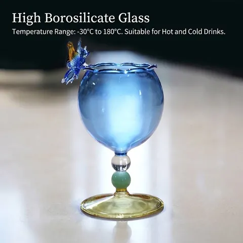 Creative 3D Butterfly Wine Glass Goblet High Borosilicate Glass Champagne Cup Blue Gradient Drinkingware For Wedding Party Home