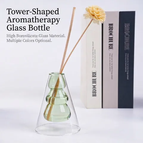 Modern Double Layer Glass Aromatherapy Bottle Tower Shape High Borosilicate Glass Vase For Hydroponic Plant Home Decor