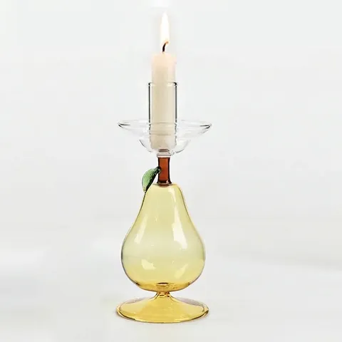 Creative Pear Shaped Borosilicate Glass Candle Holder Amber Romantic Home Decor Tabletop Centerpiece Wedding Photography Props