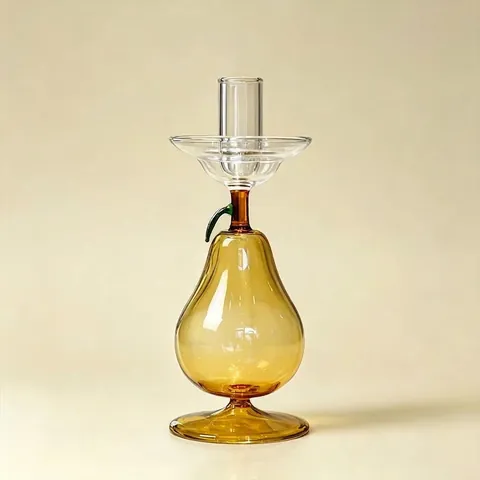Creative Pear Shaped Borosilicate Glass Candle Holder Amber Romantic Home Decor Tabletop Centerpiece Wedding Photography Props