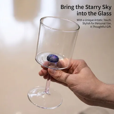 Starry Sky Borosilicate Glass Wine Glass Creative Universe Design Pink Stem Champagne Flute For Party Wedding Drinking
