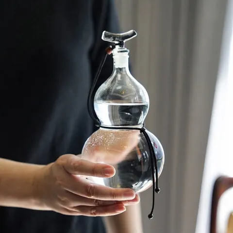 New Chinese Style Gourd Shaped Glass Wine Pot High Borosilicate Glass Sealed Liquor Bottle Decorative Cold Brew Bottle With Stopper And Rope For Home Decor